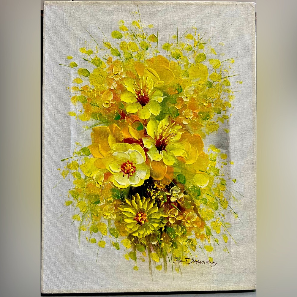 Oil Painting of Wildflowers, on a Canvas.